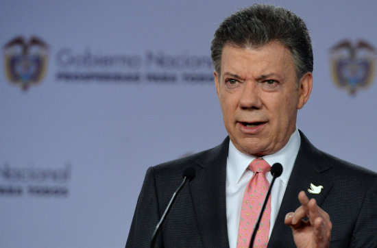 DILOGO. Juan Manuel Santos durante una alocucin en la Casa de Nario.