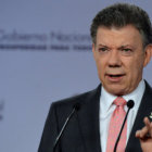 DILOGO. Juan Manuel Santos durante una alocucin en la Casa de Nario.