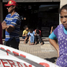 CELEBRACIN. Miembros de la comunidad indgena Sawhoyamaxa en Asuncin.