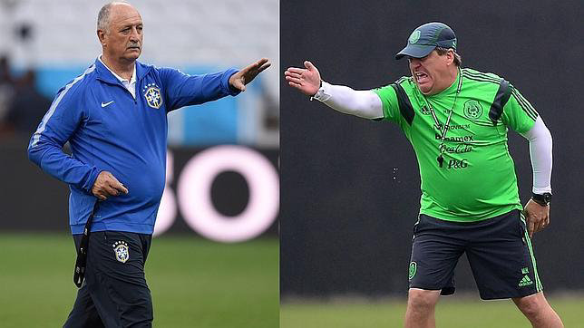 Luiz Felipe Scolari y Miguel Herrera, seleccionadores de Brasil y Mxico, respectivamente.