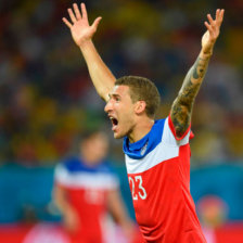 John Brooks, de Estados Unidos, celebra el segundo y definitivo gol que marc ante la seleccin de Ghana.