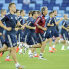 El equipo ruso dirigido por el italiano Flavio Capello durante uno de sus ltimos entrenamientos.