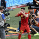 Dries Mertens celebra el gol marcado ante la seleccin argelina.