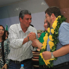 OPOSICIN. El binomio Samuel Doria Medina y Ernesto Surez fue presentado, ayer, en Santa Cruz.