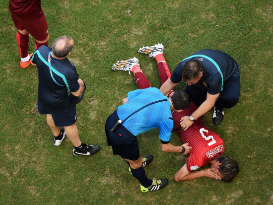 El jugador portugus Fabio Coentrao se lesion frente a Alemania, el pasado lunes.