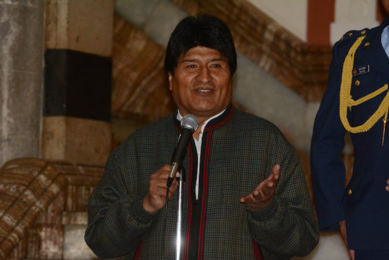 Conferencia. El presidente Evo Morales sali a la prensa, ayer, para referirse a la oposicin.