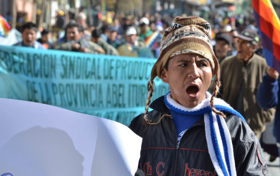 PROTESTA. Pobladores del norte de La Paz marcharon exigiendo modificar el mapa electoral.