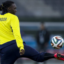 El jugador de la seleccin de Ecuador Felipe Caicedo durante el entrenamiento previo al partido.