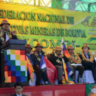 PROCLAMACIN. El reciente acto masivo de los cooperativistas mineros en apoyo a la reeleccin del presidente Evo Morales, en La Paz.