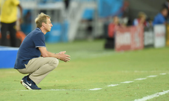 El director tcnico del seleccionado de Estados Unidos, Jurgen Klinsmann, durante el partido ante Portugal.