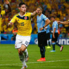 El volante James Rodrguez fue el artfice de la clasificacin colombiana con dos goles letales que eliminaron a los uruguayos.