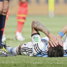 ngel Di Mara se lesion durante el partido que jugaron las selecciones de Argentina y Blgica, por los cuartos de final del Mundial de Brasil.