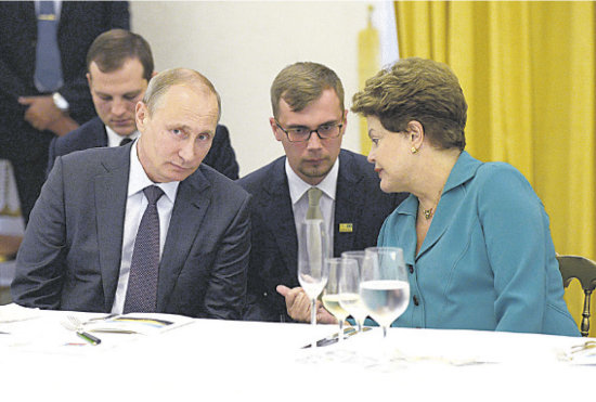 REUNIN. Los presidentes Putin (Rusia) y Rousseff (Brasil) en su encuentro ayer, en Ro.