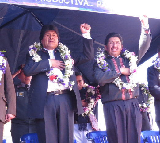 CANDIDATO. El presidente Evo Morales, durante la ceremonia de ayer, en Sucre.