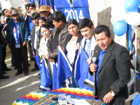 CANDIDATOS. La plancha del MAS en Chuquisaca para las prximas elecciones generales, durante una presentacin pblica reciente.