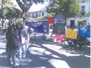 VIGILIA. Activistas en la plaza 25 de Mayo.