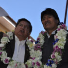 INAUGURACIN. El presidente y candidato oficialista del MAS, Evo Morales, y el alcalde Moiss Torres.