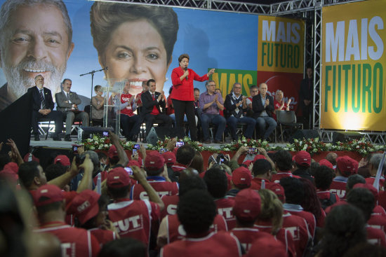 CANDIDATA. La Presidenta brasilea durante un mitin en la ciudad de Sao Paulo.