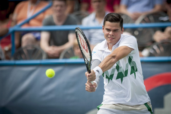 El canadiense Milos Raonic durante el partido de cuartos de final.