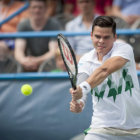 El canadiense Milos Raonic durante el partido de cuartos de final.