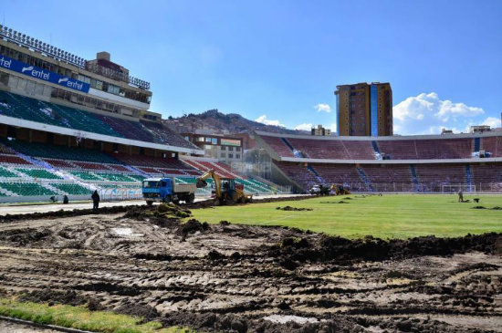 Comenzaron los trabajos en el estadio Hernando Siles.