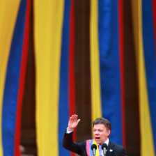 INVESTIDURA. El presidente colombiano, Juan Manuel Santos, durante su discurso.