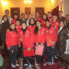 El equipo completo y las autoridades luego del acto de ayer.