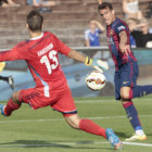 Sandro (d) marc el sexto y ltimo gol del triunfo del Barcelona sobre el HJK Helsinki.