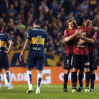 El lamento de los jugadores de Boca, luego del gol rival.