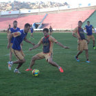 Los integrantes de Universitario en la sesin futbolstica de ayer, en el estadio Patria.