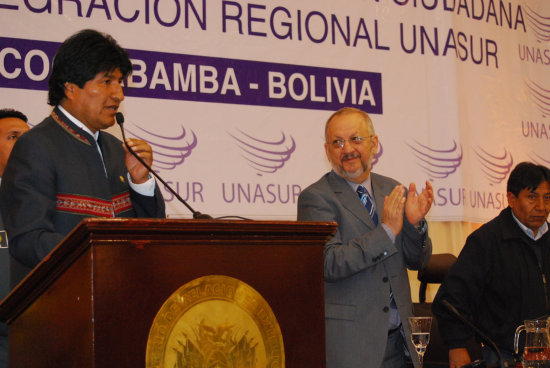 POSICIN. El Presidente en la inauguracin del Foro de Integracin Ciudadana de UNASUR, ayer.