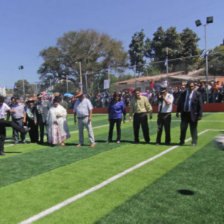 CELEBRACIN. El presidente Evo Morales en la inauguracin de una cancha en Monteagudo.