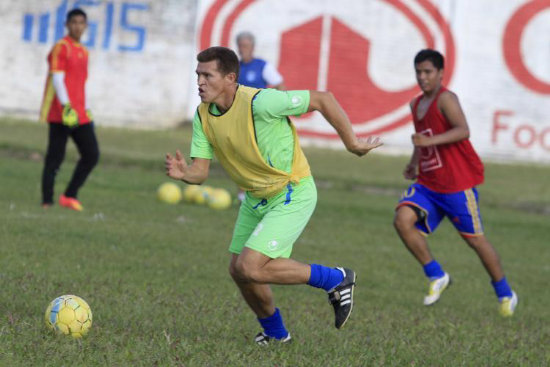 Miguel ngel Hoyos durante una prctica de Sport Boys.