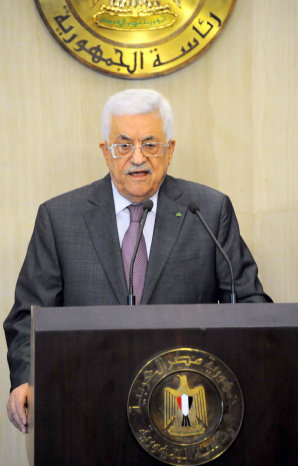 MANDATARIO. El presidente palestino Mahmoud Abbas durante su comparecencia en Egipto.