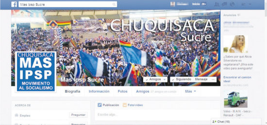 MAS. Una de las cuentas de Facebook del Movimiento Al Socialismo (MAS) en la regin.