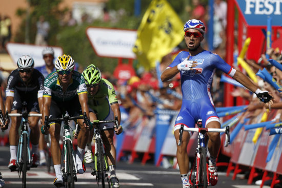 El francs Nacer Bouhanni gan la etapa de ayer de la Vuelta a Espaa.