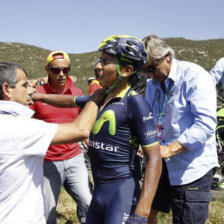 Quintana (c) abandon la Vuelta 2014 el pasado martes.