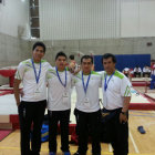 El gimnasta chuquisaqueo Alejandro Chumacero (2d), junto a la delegacin nacional que asisti al Panamericano de Canad.