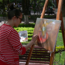 CONCURSO. Una joven artista que el ao pasado particip de la convocatoria del Premio Juana Azurduy y Manuel Ascencio Padilla.