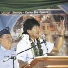 CANDIDATO. El presidente Evo Morales protesta contra el informe de EEUU en un acto en Tarija.