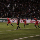 La celebracin de los dos goles estudiantiles anoche, en el estadio Patria, que le permiten soar con una hazaa en la ciudad peruana de Trujillo, la prxima semana.