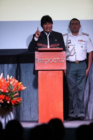 APERTURA. Evo Morales durante su participacin en la inauguracin de la Expocruz.