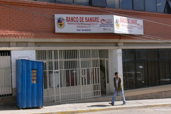 SERVICIO. El Banco de Sangre de Sucre es el nico encargado de aprovisionar de sangre segura en todo Chuquisaca.