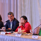 DEBATE. Adriana Gil (MSM), Ernesto Surez (UD), Tomasa Yarhui (PDC) y Margot Soria (PVB) en el foro de anoche.