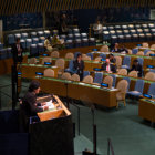 ONU. El presidente Evo Morales durante su intervencin en la Cumbre del Clima; habl a nombre del G77, que preside.