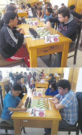 El Maestro Internacional Gemy (arriba der.) y el Maestro FIDE Campero (abajo der.) participan del Torneo IRT.