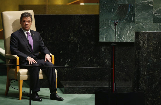 FORO. El presidente colombiano, Juan Manuel Santos, durante la Asamblea General de las Naciones Unidas en su sede de Nueva York.