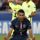 El defensor brasileo del PSG Marquinhos celebra el triunfo del cuadro parisino sobre el Barcelona.