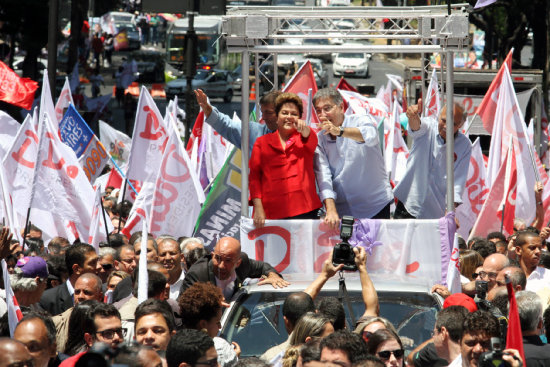 Candidata. La favorita para triunfar en las elecciones de hoy, la presidenta Dilma Rousseff en su cierre de campaa.