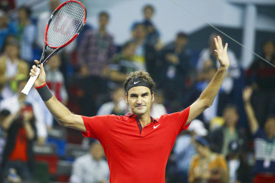 El suizo celebra el triunfo sobre el nmero uno del tenis mundial.